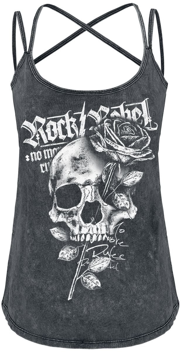 Rock Rebel by EMP - Rock Top - Top mit Vintage Waschung und Print - S bis 5XL - für Damen - Größe 4XL - grau von Rock Rebel by EMP