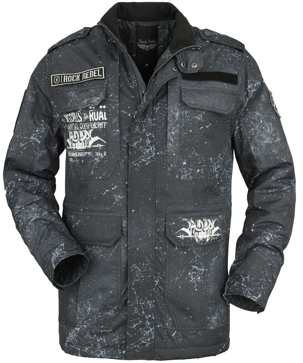 Rock Rebel by EMP - Rock Übergangsjacke - Übergangsjacke mit diversen Patches - S bis XXL - für Männer - Größe XXL - grau von Rock Rebel by EMP