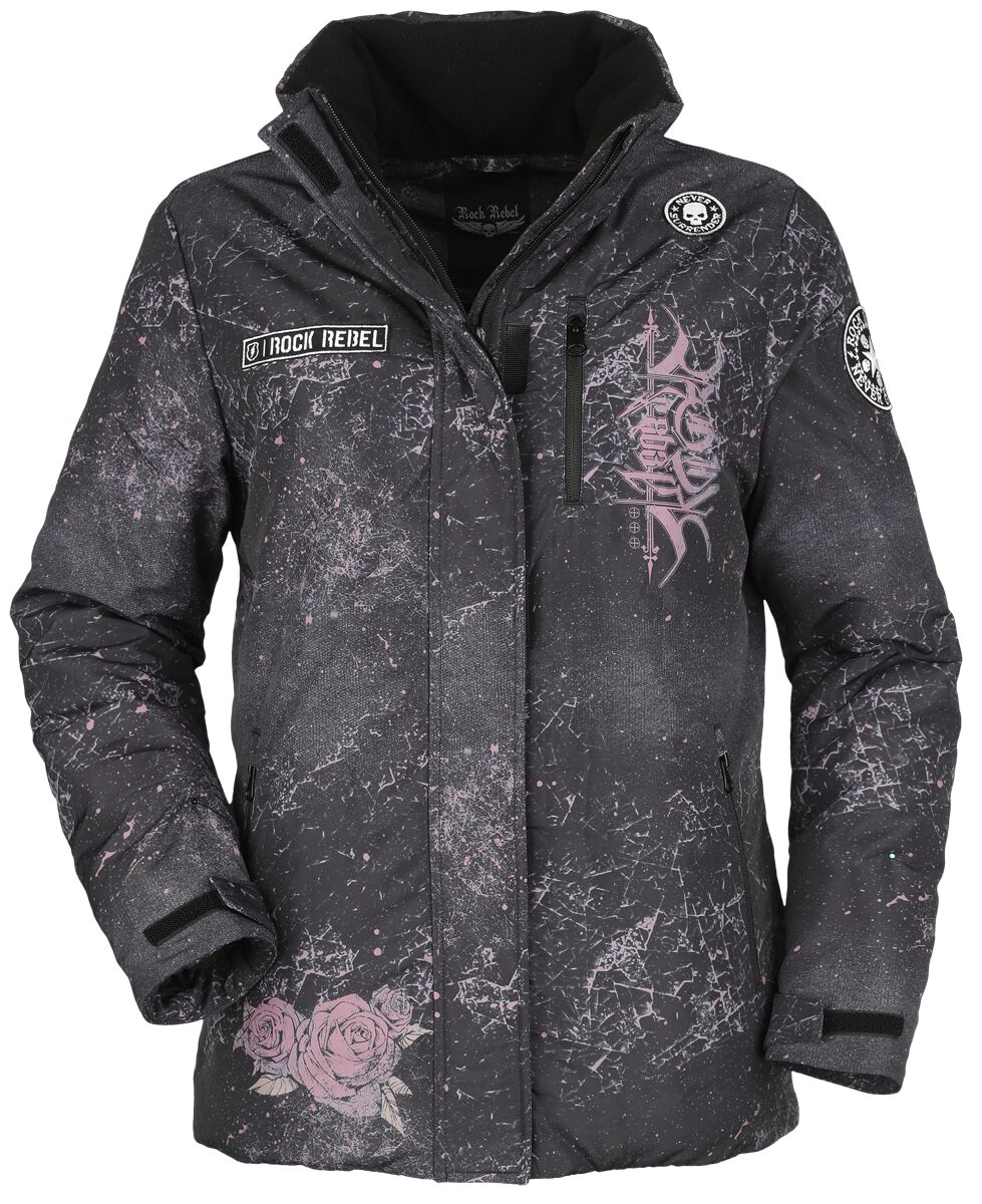 Rock Rebel by EMP - Rock Winterjacke - Rock Rebel Jacket with Skull Print - S bis XXL - für Damen - Größe L - grau von Rock Rebel by EMP