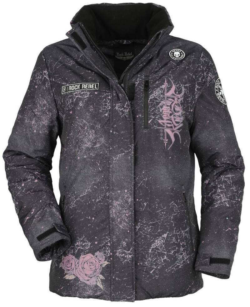 Rock Rebel by EMP - Rock Winterjacke - Rock Rebel Jacket with Skull Print - S - für Damen - Größe S - grau von Rock Rebel by EMP