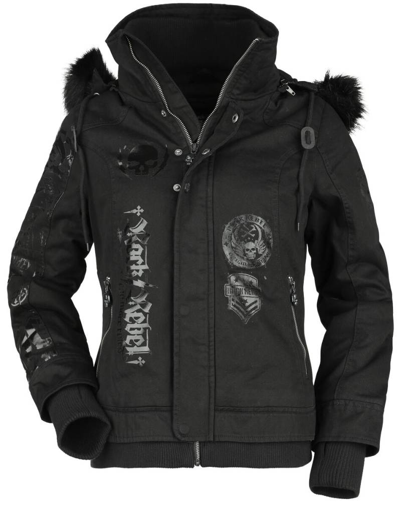 Rock Rebel by EMP - Rock Winterjacke - Winter Jacket With Shiny Prints - S bis XXL - für Damen - Größe XL - schwarz von Rock Rebel by EMP