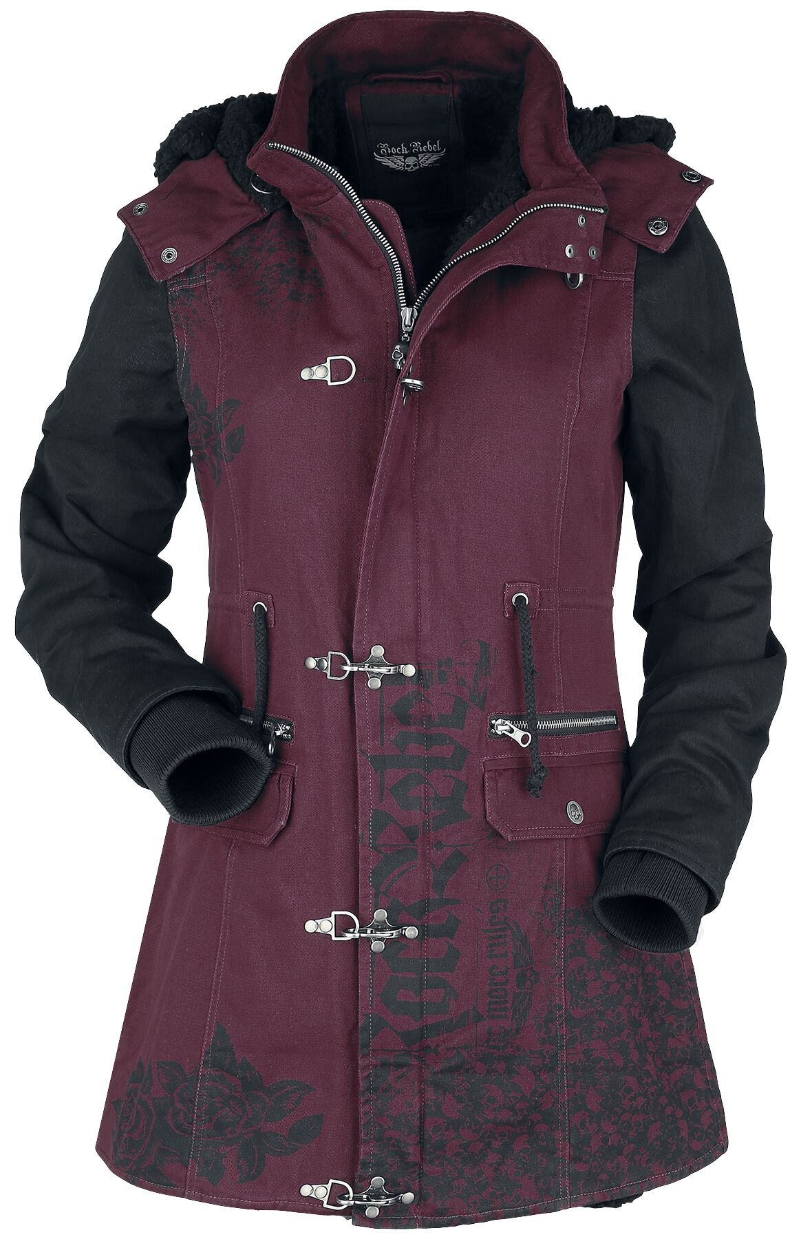 Rock Rebel by EMP - Rock Winterjacke - Winterjacke mit Rock Rebel Prints - XS bis XXL - für Damen - Größe M - rot/schwarz von Rock Rebel by EMP