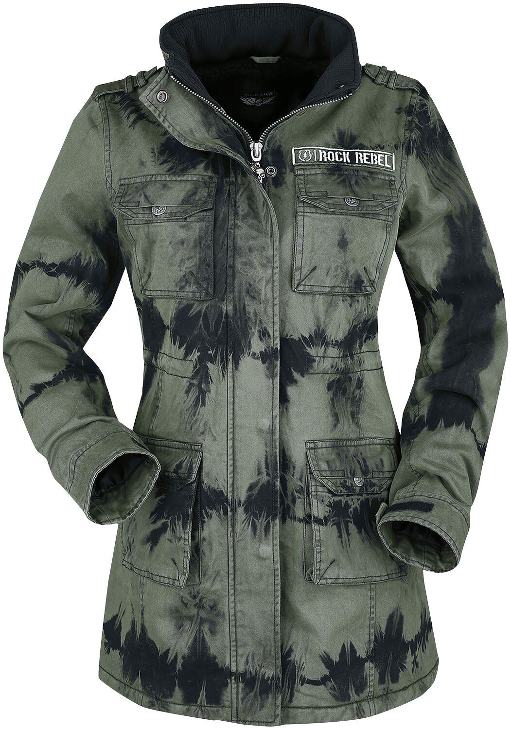 Rock Rebel by EMP - Rock Winterjacke - grüne Winterjacke mit Batikwaschung - S bis 5XL - für Damen - Größe 3XL - schwarz/oliv von Rock Rebel by EMP