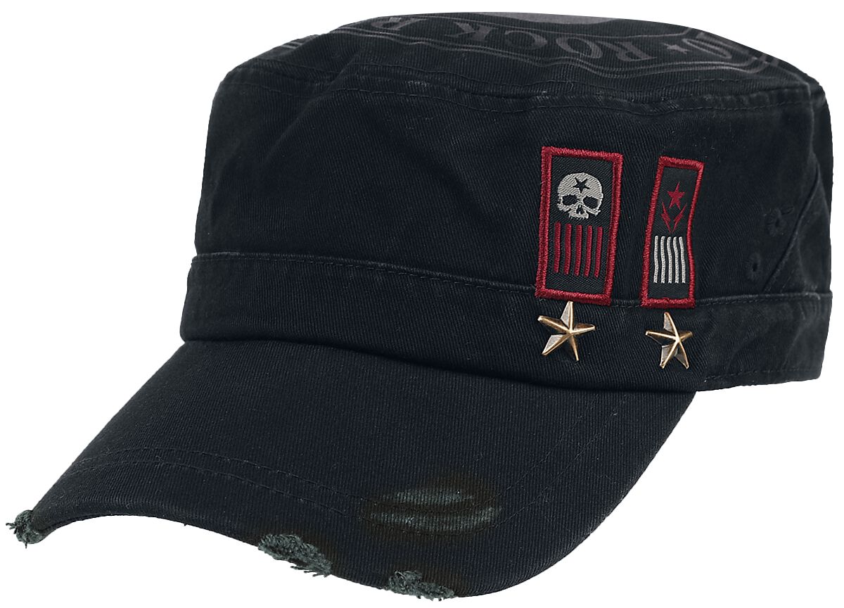 Rock Rebel by EMP Schwarze Army-Cap mit Print, Aufnähern und Nieten Cap schwarz Rock Rebel by EMP Schwarze Army-Cap mit Print, Aufnähern und Nieten Cap schwarz von Rock Rebel by EMP