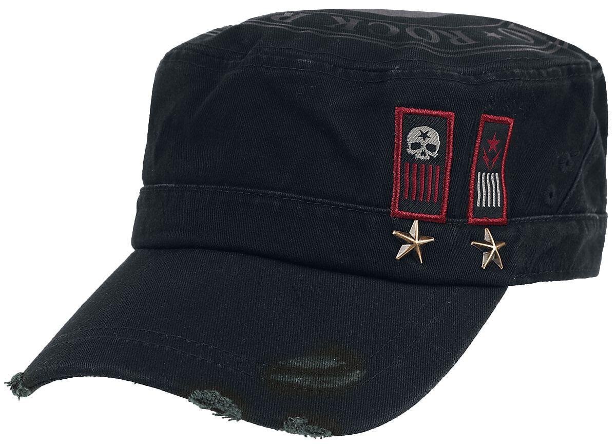 Rock Rebel by EMP Schwarze Army-Cap mit Print, Aufnähern und Nieten Cap schwarz von Rock Rebel by EMP