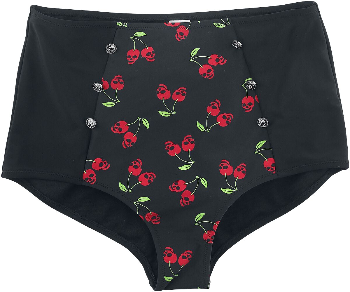 Rock Rebel by EMP Schwarze Bikinihose mit Rockabilly-Print und Knöpfen Bikini-Unterteil schwarz in XXL von Rock Rebel by EMP