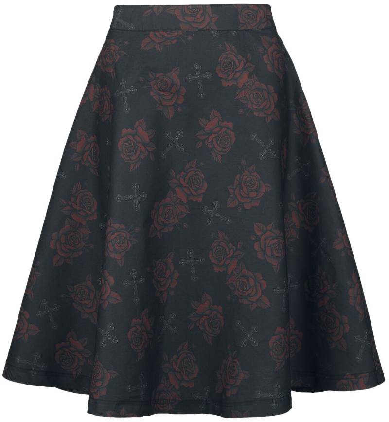 Rock Rebel by EMP Skirt with Roses and Crosses Mittellanger Rock schwarz in S von Rock Rebel by EMP