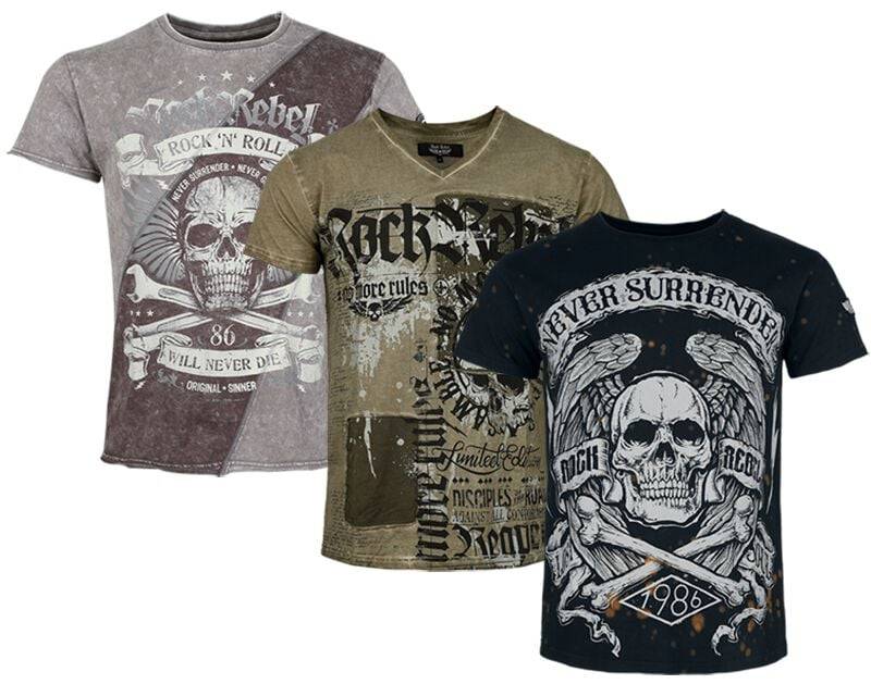 Rock Rebel by EMP Skulls & Details - Bundle T-Shirt multicolor in M von Rock Rebel by EMP