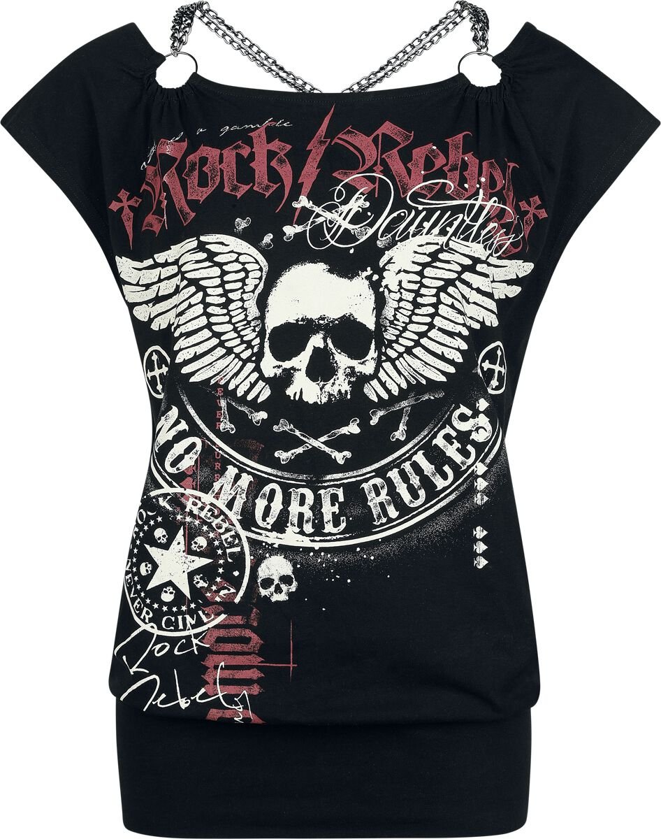 Rock Rebel by EMP T-Shirt mit weitem Ausschnitt und Kettendetails T-Shirt schwarz in XXL von Rock Rebel by EMP