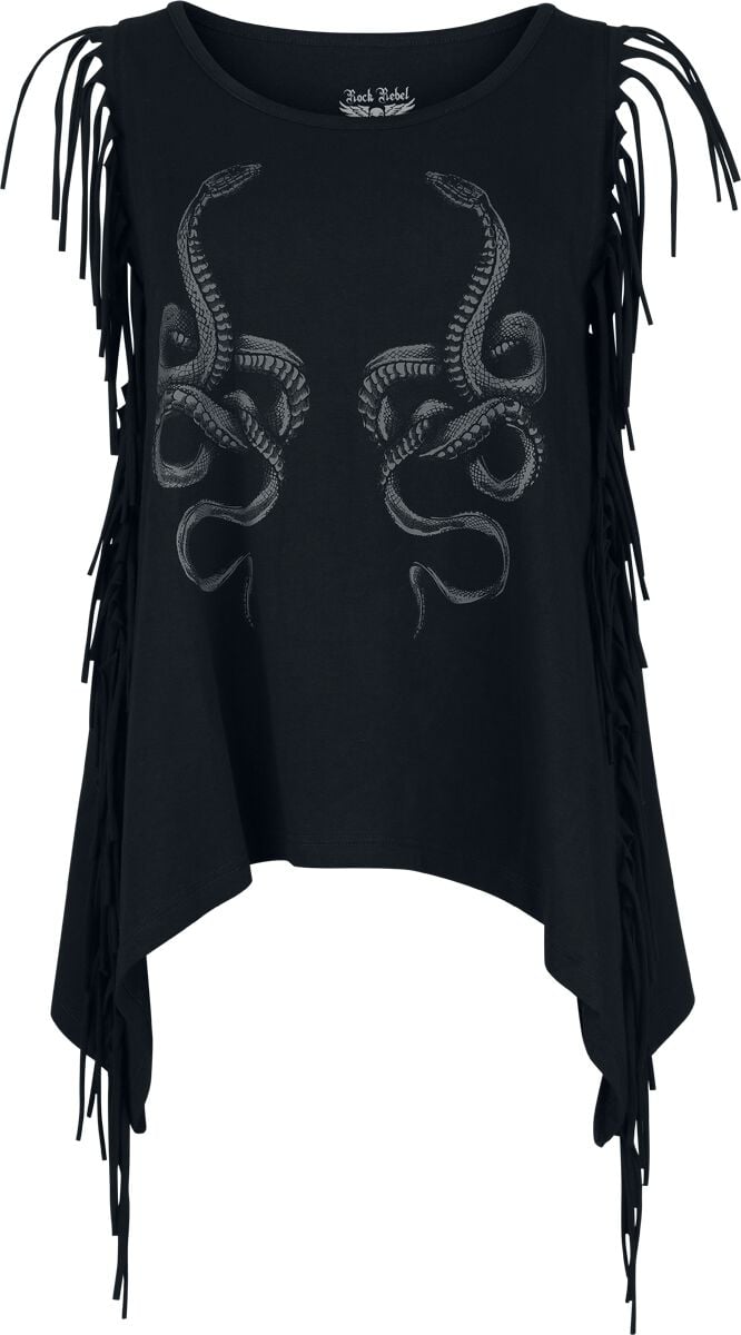Rock Rebel by EMP Tank-Top with Fringes on the Sleeves Top schwarz in S von Rock Rebel by EMP