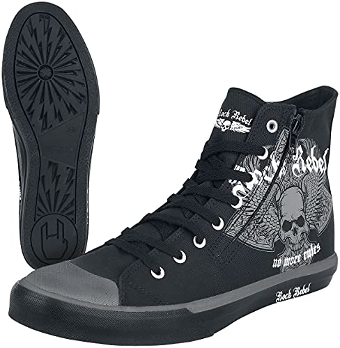 Rock Rebel by EMP Unisex Schwarze Sneaker mit Totenkopf-Print EU37 von Rock Rebel by EMP