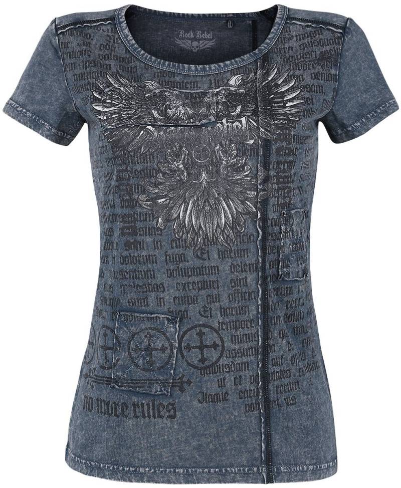 Rock Rebel by EMP blaues T-Shirt mit Waschung und Print T-Shirt blau in L von Rock Rebel by EMP