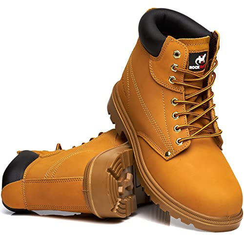 Rock Reptile Apprentice Herren Leder Sicherheitsstiefel Stahlkappe Arbeitsschuhe Leichte Schuhe S1P SRC Schnürstiefel, Honigbraun, 40 2/3 EU von Rock Reptile