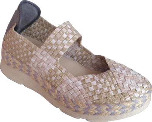 Rock Spring PRAIANA - Damenschuh mit Keilabsatz mit Memory-Schaum-Einlegesohle, Beige Silber, 39 EU von Rock Spring