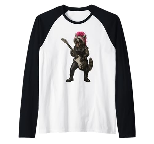 Waschbär spielen Gitarre Rock'n'Roll -Geschenke für Männer Raglan von Rock Waschbär spielen Gitarre