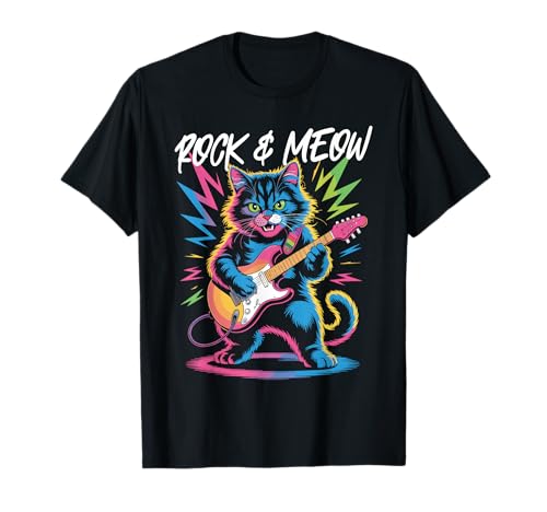Rock and Meow Lustige Katze spielt E-Gitarre Männer Frauen T-Shirt Rock and Meow Lustige Katze spielt E-Gitarre Männer Frauen T-Shirt von Rock and Meow Cat Tees