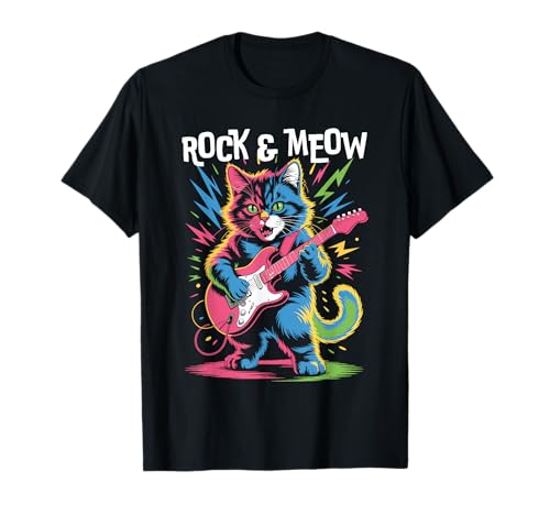 Lustige Katze spielt E-Gitarre Rock and Meow Männer Frauen T-Shirt Lustige Katze spielt E-Gitarre Rock and Meow Männer Frauen T-Shirt von Rock and Meow Music Art Tees