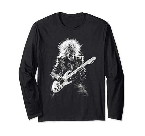 Rock and Roll Gitarre Heavy Metal Head Metalhead Skelett Herren Langarmshirt von Rock and Roll Guitar Heavy Metal Head Metalhead