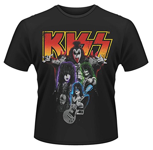 Kiss T-Shirt Neon Band Destroyer, offizielles Lizenzprodukt, Herren, Unisex, Schwarz (groß) von Rock