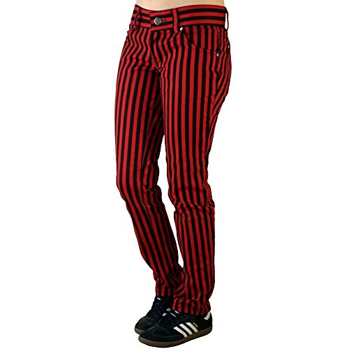 Rock Rag - Stripes Frauenhose, Farbe: Schwarz/Rot, Schnitt: Slim-Fit, Größe: L von Rock