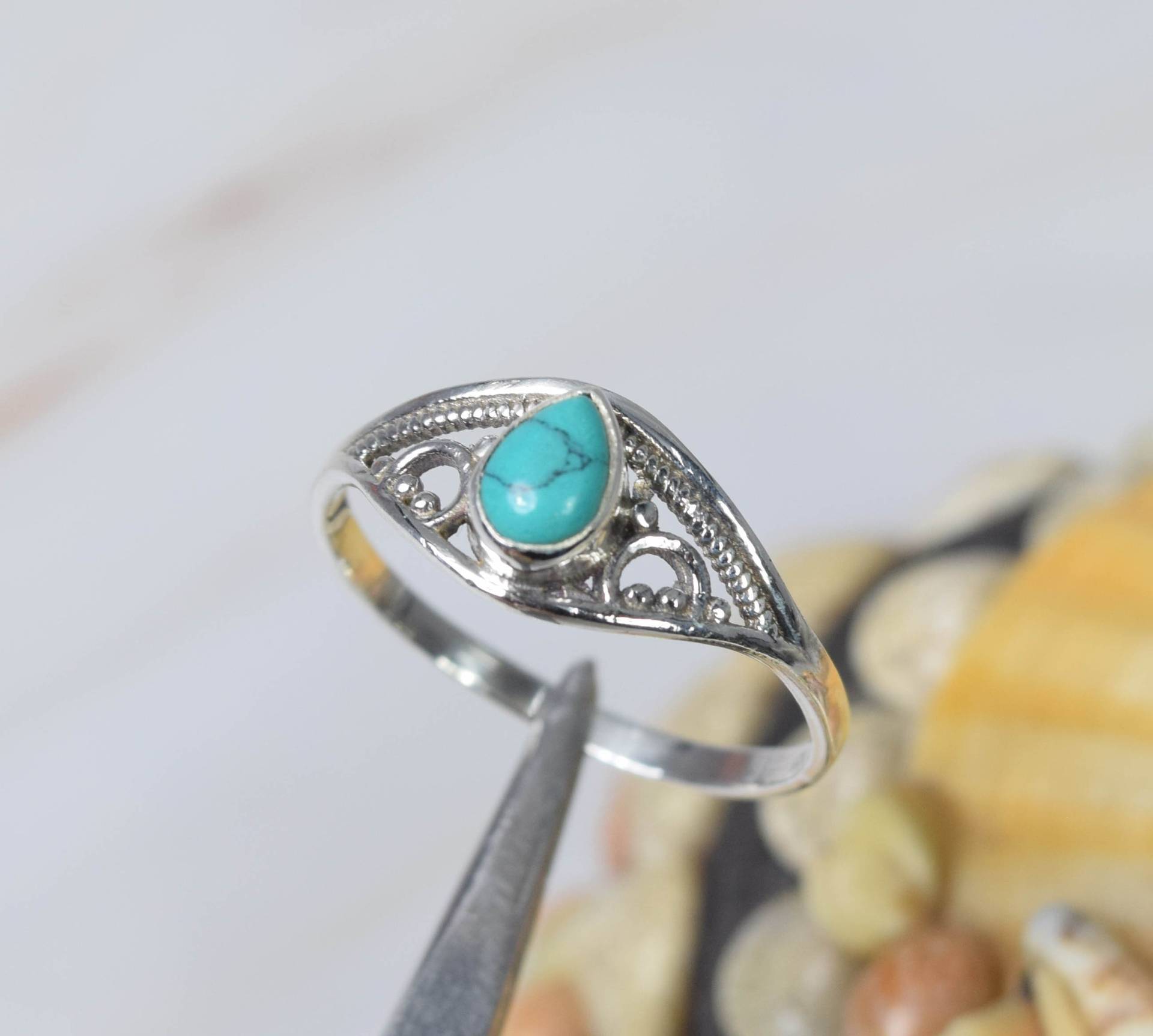 Blau Türkis 925 Sterling Silber Edelstein Statement Ring ~ Handgemachter Schmuck Eleganter Designer Geschenk Für Weihnachten von Rock925Jewels