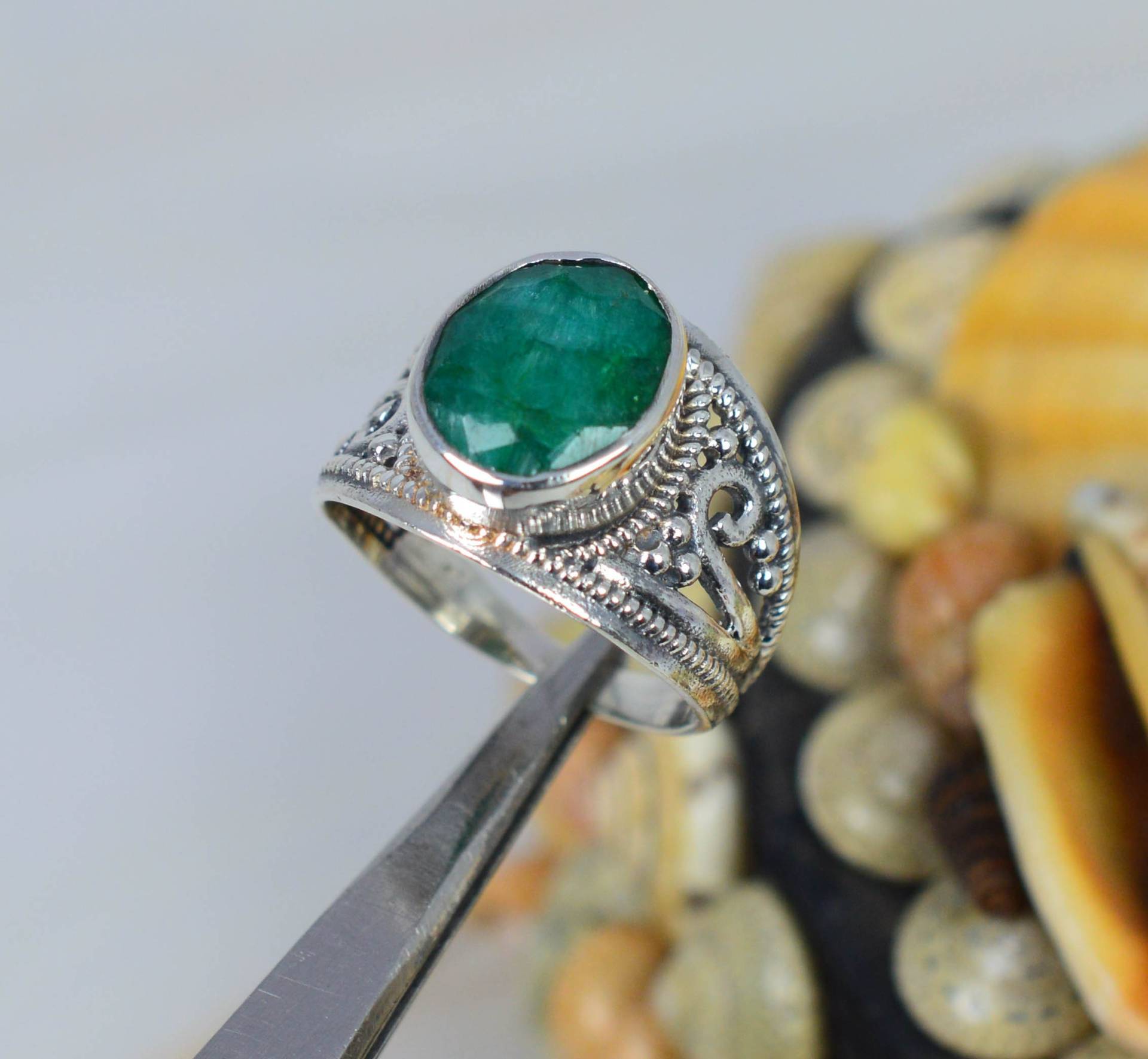 Cut Grün Smaragd 925 Sterling Silber Ring - Mai Monat Birthstone Designer Edelstein Ovale Form -Geschenk Für Weihnachten Cut Grün Smaragd 925 Sterling Silber Ring - Mai Monat Birthstone Designer Edelstein Ovale Form -Geschenk Für Weihnachten von Rock925Jewels