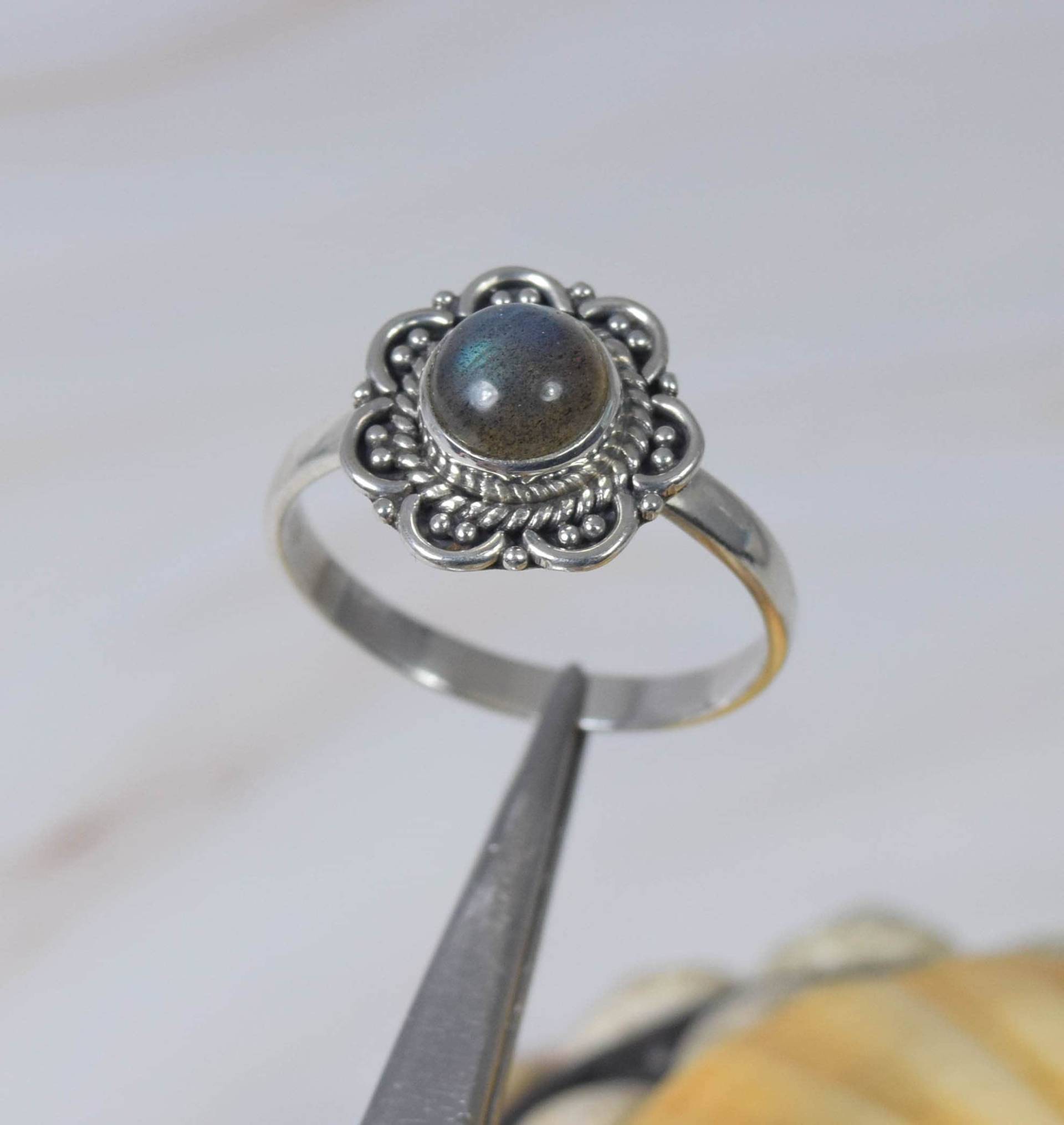 Labradorit 925 Sterling Silber Runder Edelstein Ring ~ Handgemachter Schmuck Designer Monat März Geburtsstein Geschenk Für Jahrestag von Rock925Jewels