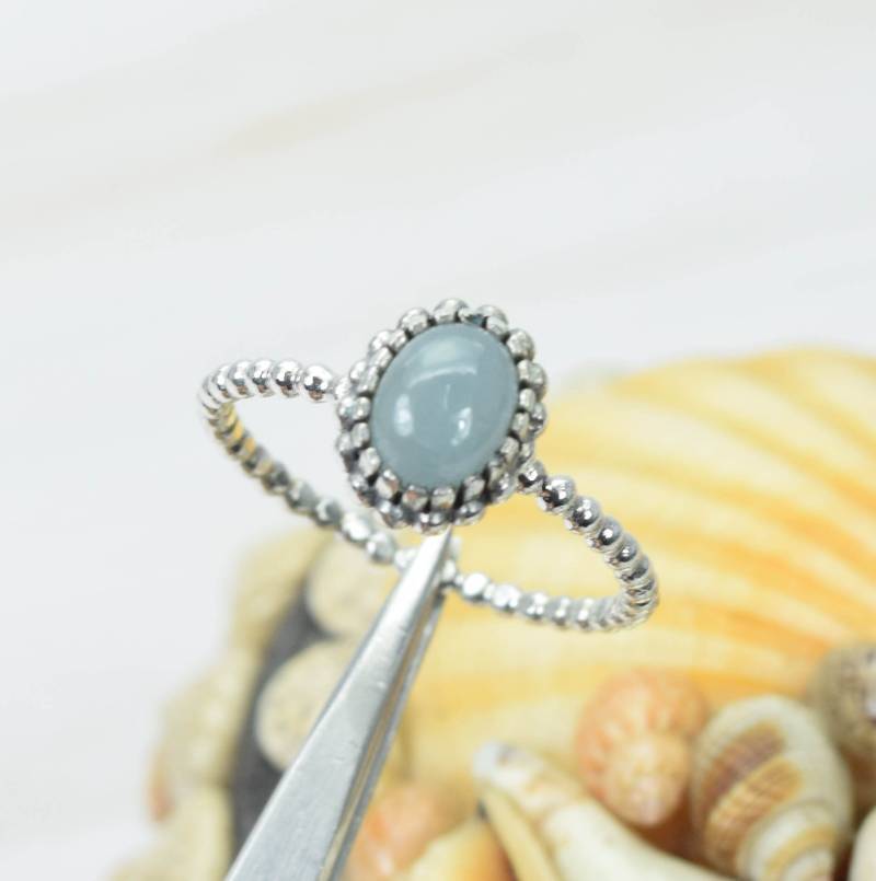 Natürlicher Aquamarin 925 Sterling Silber Edelstein ~ Handgemachter Schmuck Designer Ring Ovaler Form Geschenk Für Weihnachten von Rock925Jewels