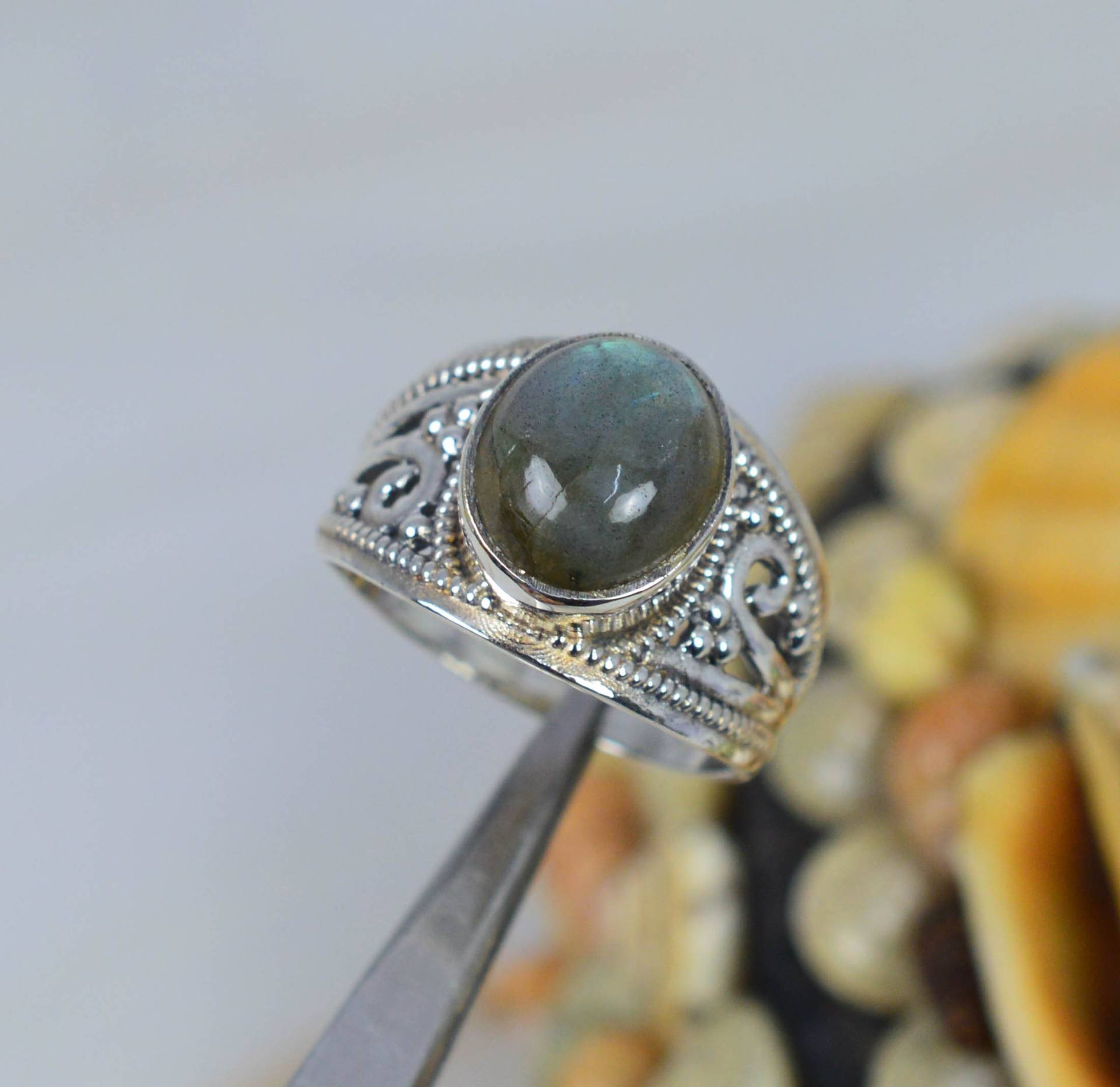 Natürlicher Labradorit 925 Sterling Silber Edelstein Designer Ring - Oval Form Weihnachtsgeschenk Schwarzer Mondstein Natürlicher Labradorit 925 Sterling Silber Edelstein Designer Ring - Oval Form Weihnachtsgeschenk Schwarzer Mondstein von Rock925Jewels