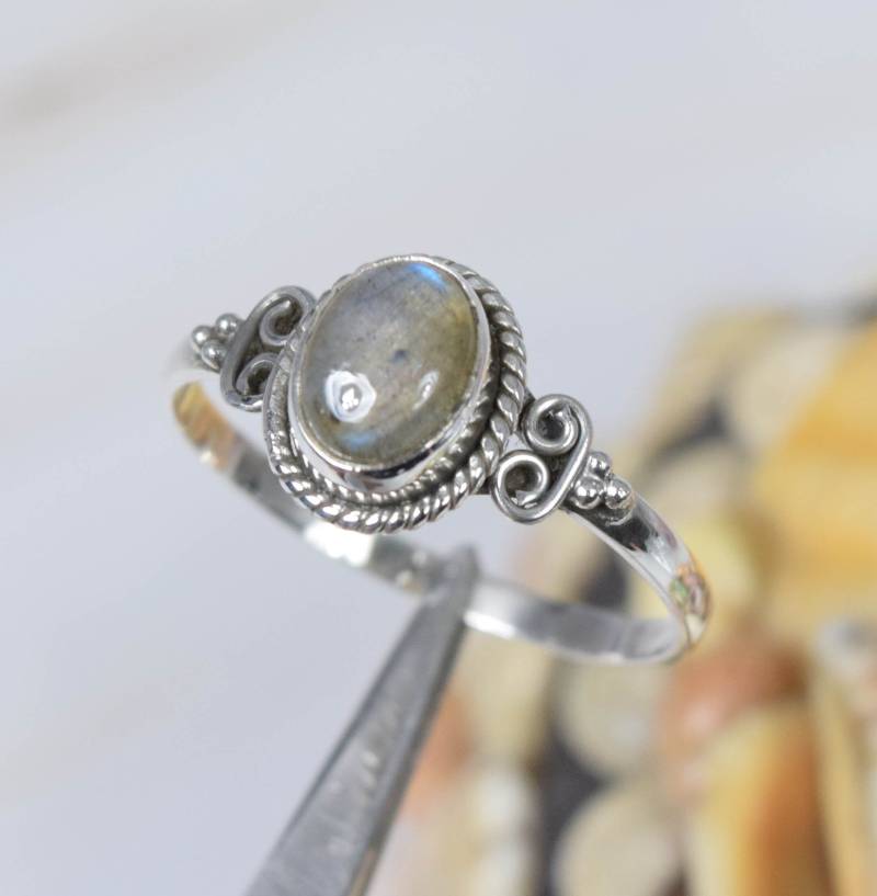 Natürlicher Labradorit 925 Sterling Silber Edelstein Ring ~ Ovale Form Handgefertigter Schmuck Designer Naturstein Geschenk Für Weihnachten von Rock925Jewels