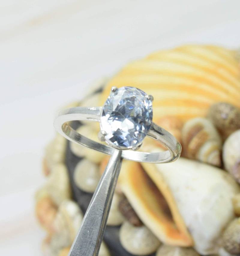 Weißer Topas 925 Sterling Silber Edelstein Eleganter Ring ~ Ovale Form Handgemachter Designer Statement von Rock925Jewels