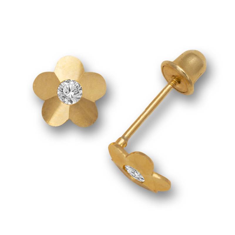 14K Gelbgold Blumenform Screw Back Ohrringe Set Mit Geburtssteinen Cz -6mm - Weihnachtsgeschenke - Kostenloser Versand von RockAStud