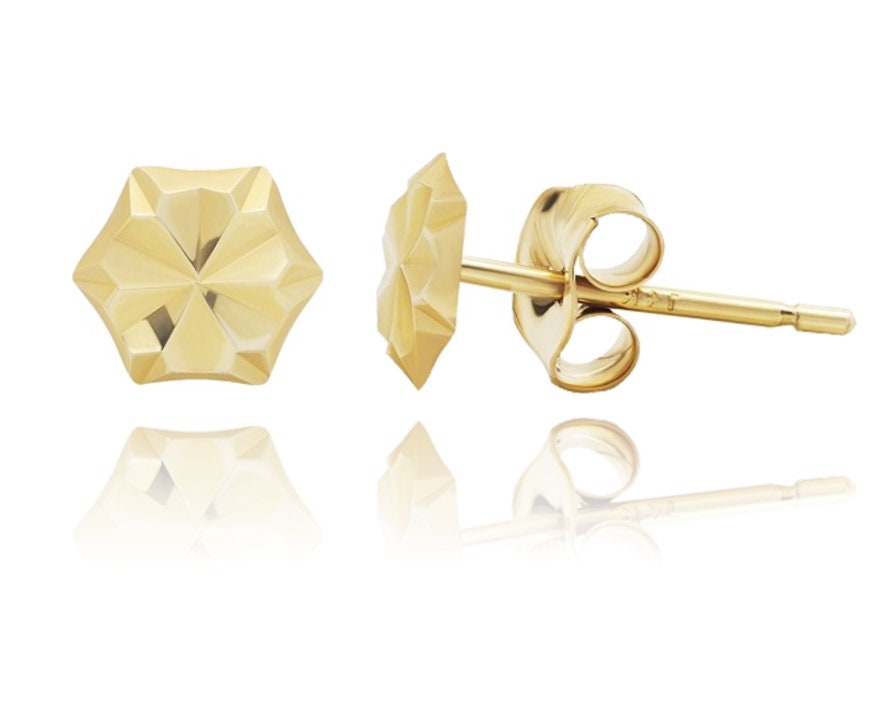 14K Gold Paar Hexagon Ohrstecker | Ohrringe Kissen Sechsseitiger Diamantschliff von RockAStud