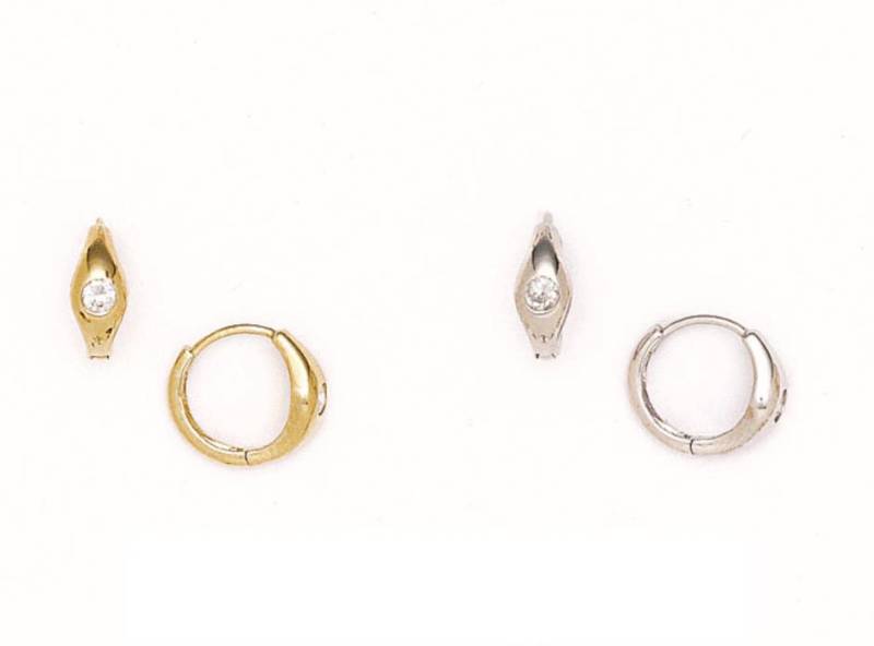 14K Pure Solid Gelb/Weiß Gold, Huggies Fancy Mit Centered Diamond Cz Huggie Ohrringe Set 3x10mm Kostenloser Versand Rh114P141 von RockAStud