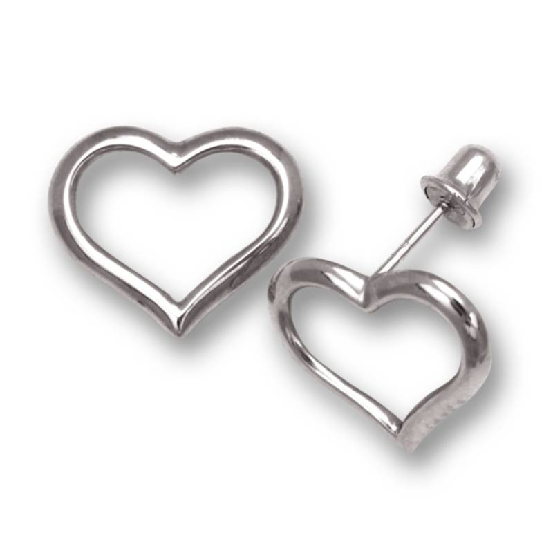 14K Pure Solid Gelb Gold/Weiß Herz Form Halo Screw Back Ohrstecker | 10mm Mädchen Ohrringe|Kostenloser Versand von RockAStud