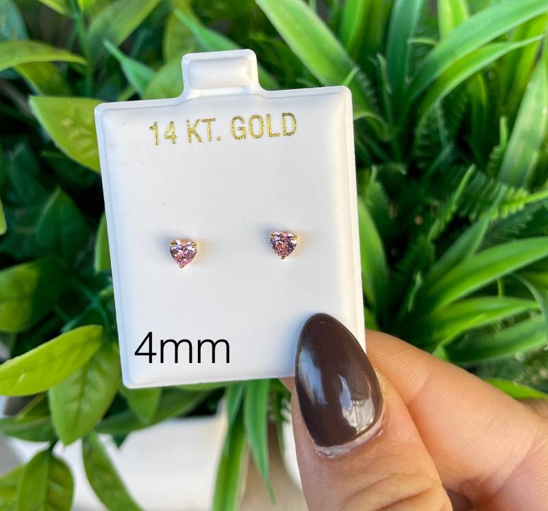 14K Pure Solid Weiß/Gelb Gold Hellrosa Herzförmige Korb Set Ohrringe. Cz Screw Backs | Mehrere Größen Kostenloser Versand. Brautjungfern39 von RockAStud