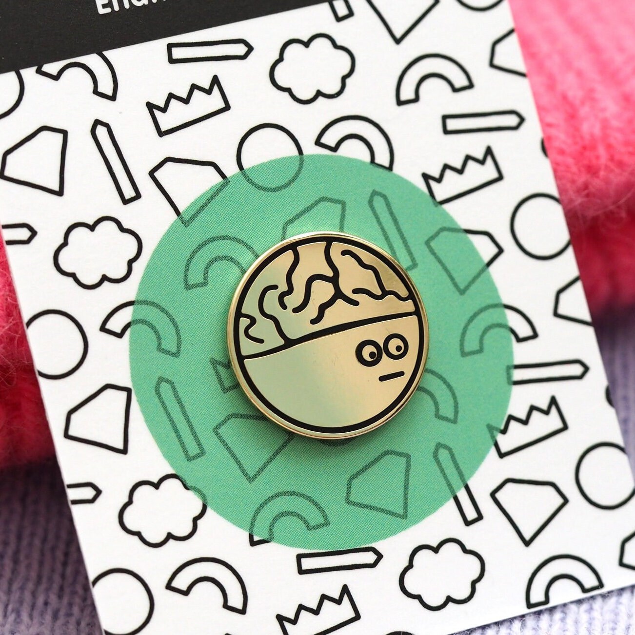 Mr Brain Emaille Pin Abzeichen/Kinder Zeichnung Gehirn Brosche Illustrierte Rockcakes von RockCakes