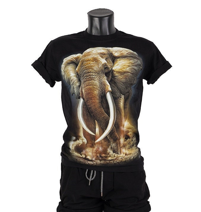 T-Shirt Rock Chang Original Big Majestic Elephant Glow in The Dark Front Und Back Print Unisex von RockChang