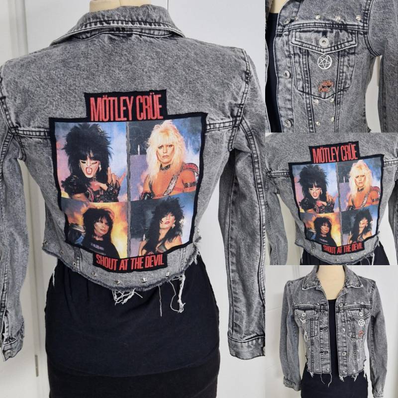 Jeans Jacke Mötley Crüe Damen, Denim Jacket Ladys von RockCinderellas