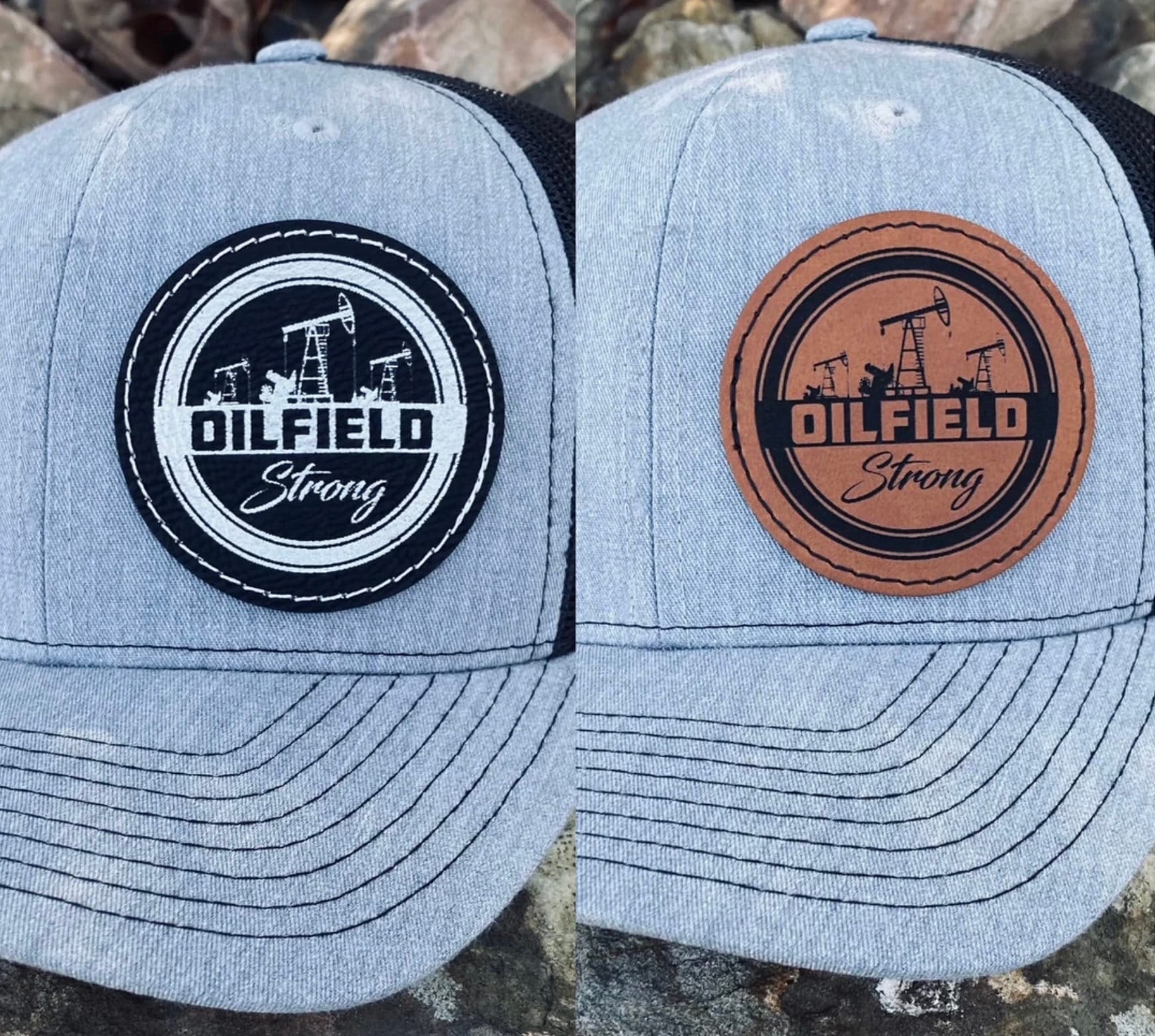 Oilfield Strong Kunstleder Hut Aufnäher Mit Selbstklebender Rückseite Oilfield Strong Kunstleder Hut Aufnäher Mit Selbstklebender Rückseite von RockCreekTransfers