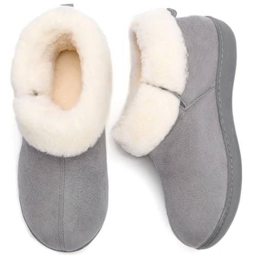 RockDove Damen Komfort Bootie aus Kunstwildleder mit Memory Schaum, 37 EU, Hellgrau von RockDove