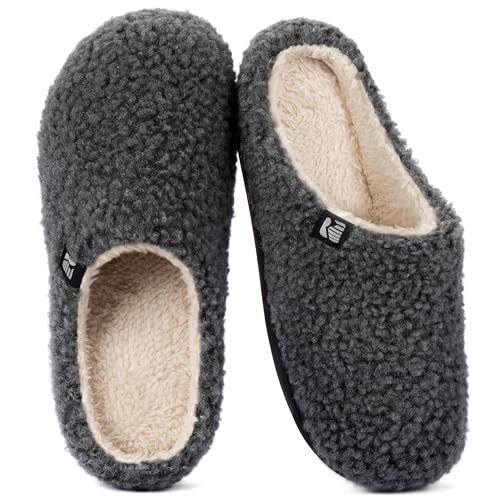 RockDove Damen Sherpa-Fleece Clog Hausschuh, 42/43 EU, Dunkelgrau von RockDove