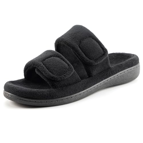 RockDove Damen-Slipper mit zwei Riemen, verstellbar, mit Fußgewölbeunterstützung, Schwarz , 38/39 EU von RockDove