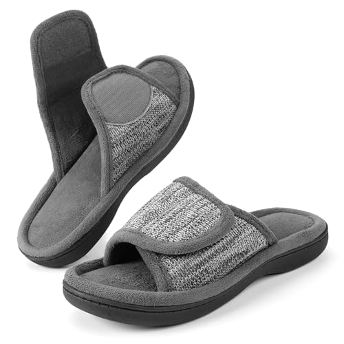 RockDove Damen Verstellbarer Wickel-Memory-Schaum Slide Hausschuh, 40/41 EU, Grau von RockDove
