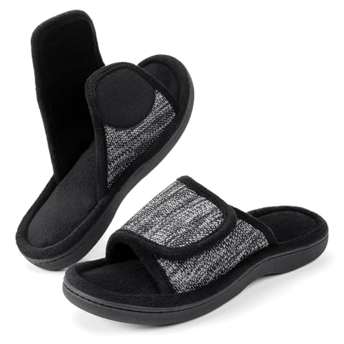 RockDove Damen Verstellbarer Wickel-Memory-Schaum Slide Hausschuh, 38/39 EU, Schwarz von RockDove