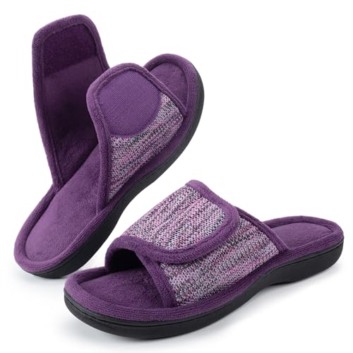 RockDove Damen Verstellbarer Wickel-Memory-Schaum Slide Hausschuh, 38/39 EU, Aubergine von RockDove