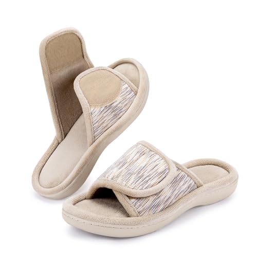 RockDove Verstellbare Damen-Hausschuhe aus Memory-Schaum, beige, 38/39 EU von RockDove