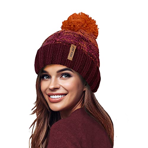 RockJock STORMACTIVE 100% wasserdicht Damen Unisex Chunky Ombre Warm Winter Teddy Fleece Gefüttert Gestrickte Pompom Beanie Mütze von RockJock