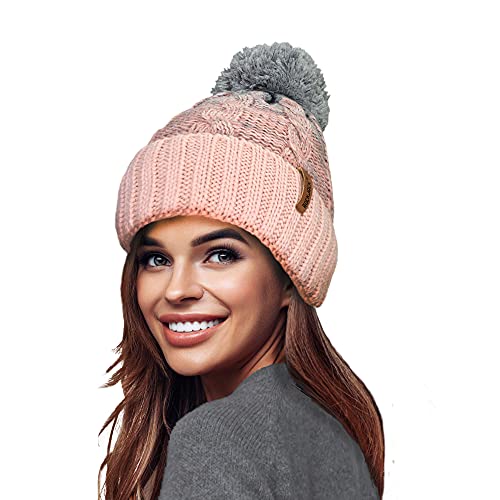 RockJock STORMACTIVE 100% wasserdicht Damen Unisex Chunky Ombre Warm Winter Teddy Fleece Gefüttert Gestrickte Pompom Beanie Mütze von RockJock