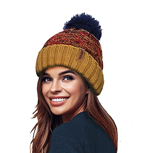 ROCKJOCK STORMACTIVE 100% wasserdicht Damen Unisex Chunky Ombre Warm Winter Teddy Fleece Gefüttert Gestrickte Pompom Beanie Mütze von ROCKJOCK